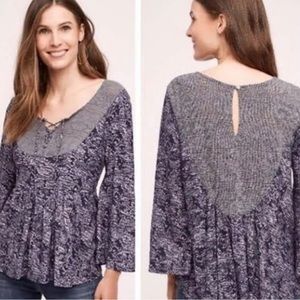 Akemi + Kin Blue Paisley & Knit Blouse